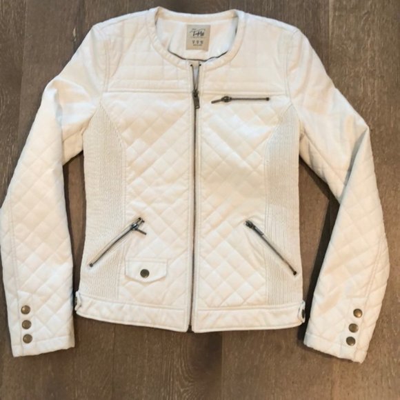 Zara Trafaluc White Faux Leather Jacket - Picture 1 of 3